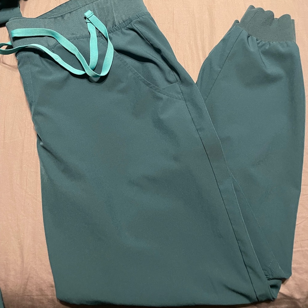 women's Caribbean Blue FIONLITE™ Zamora - Petite Jogger Scrub Pants - L